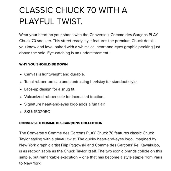 Converse Comme de Garcons Brand New in Box, Ultimate Style Paris fashion Must! - Picture 6 of 11